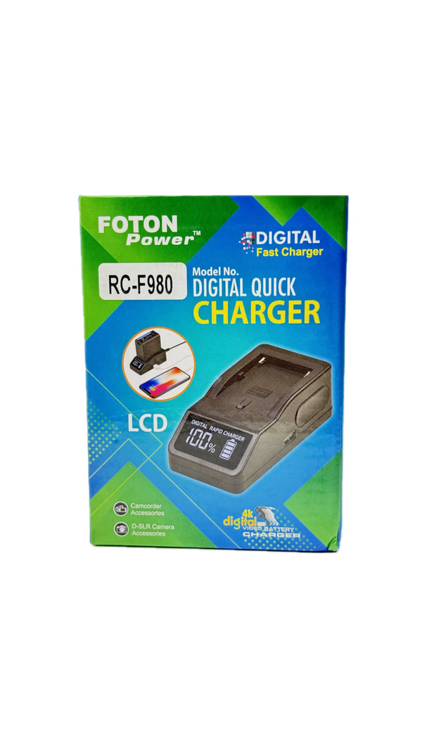 Foton Power RF-F980 Charger – Digital Battery Charger for NP-F980, NP-F970, and Compatible Li-Ion Batteries