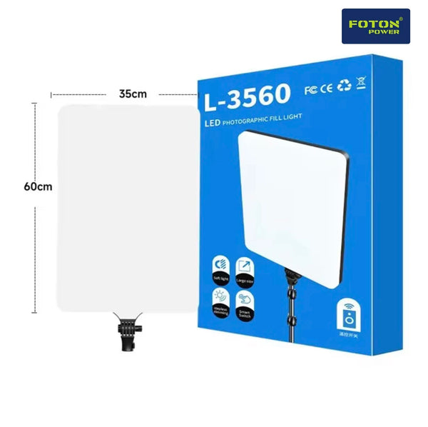 Foton Power L3560 24-Inch Fill Light – 1200 LED Beads, 3200K–5700K Color Temp, High CRI, Dimmable Studio Panel