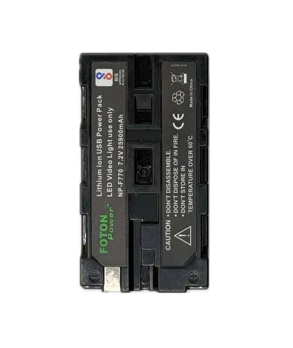 Foton Power F770 USB-C Rechargeable Camera Battery – 7.4V, 6000mAh Lithium-Ion Battery | Compatible with Sony NP-F770, NP-F750, HDR-AX2000E, HDR-FX1000, HVR-Z1, HXR-MC2500