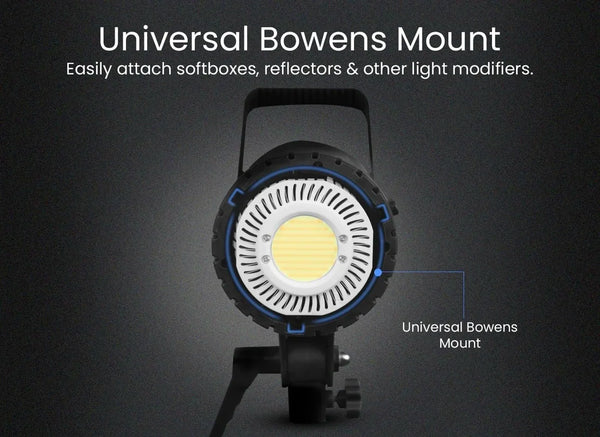 150FP COB Light – 150W | 3200K–6500K Color, CRI 95+, Bowens Mount, 180° Rotatable, Advanced Coolin