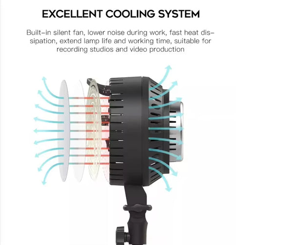 150FP COB Light – 150W | 3200K–6500K Color, CRI 95+, Bowens Mount, 180° Rotatable, Advanced Coolin