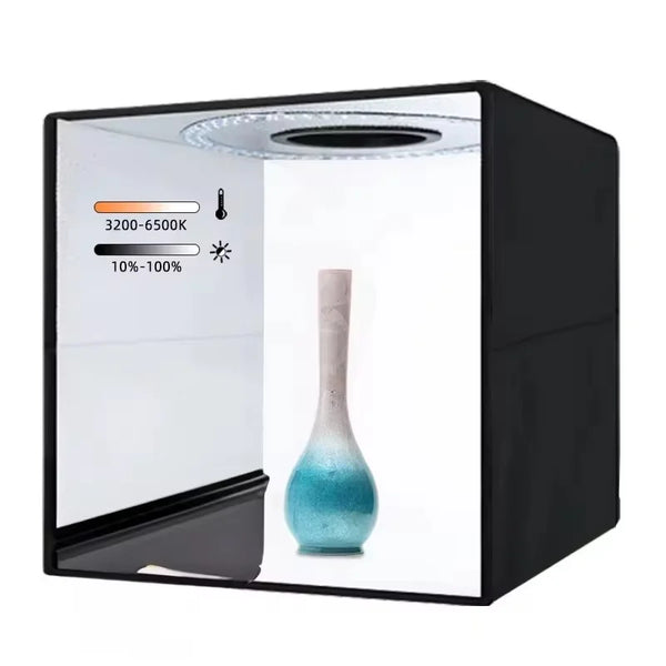 Foton Power LED Tent House Mini Studio – 40x40cm Foldable Light Box | 3200K–6500K Color Temp, 12 Color Backgrounds, Diffuser
