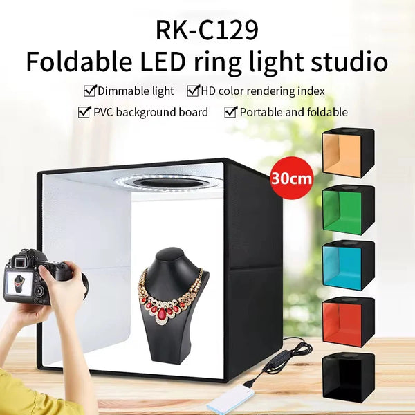 Foton Power LED Tent House Mini Studio – 40x40cm Foldable Light Box | 3200K–6500K Color Temp, 12 Color Backgrounds, Diffuser