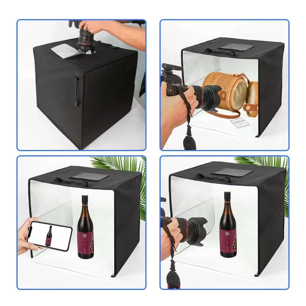 Foton Power LED Tent House Mini Studio – 40x40cm Foldable Light Box | 3200K–6500K Color Temp, 12 Color Backgrounds, Diffuser