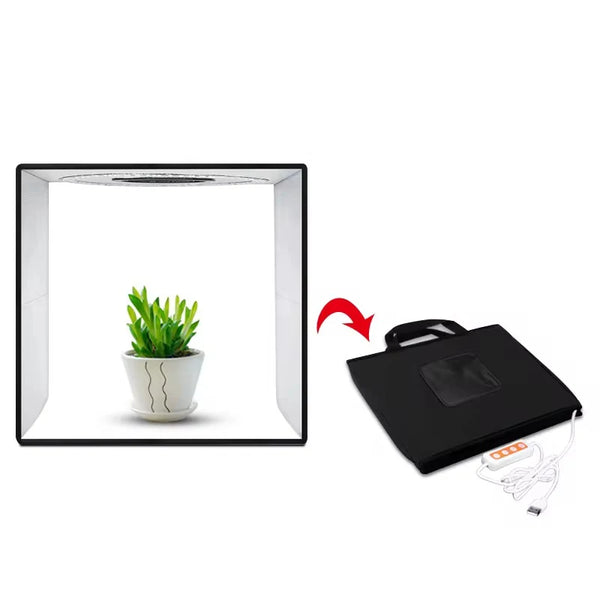 Foton Power LED Tent House Mini Studio – 40x40cm Foldable Light Box | 3200K–6500K Color Temp, 12 Color Backgrounds, Diffuser