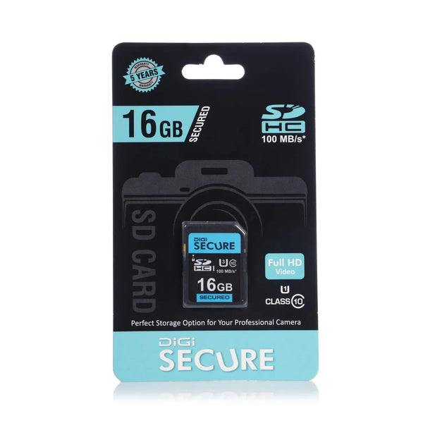 Digi Secure 16GB SD Card – Ultra Fast, Up to 100MBps, Highly Resistant Memory Card