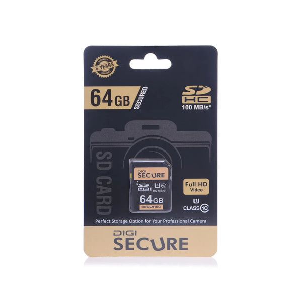 Digi Secure 64GB SD Card – Ultra Fast 100MBps, Highly Resistant, Class 10 UHS-I