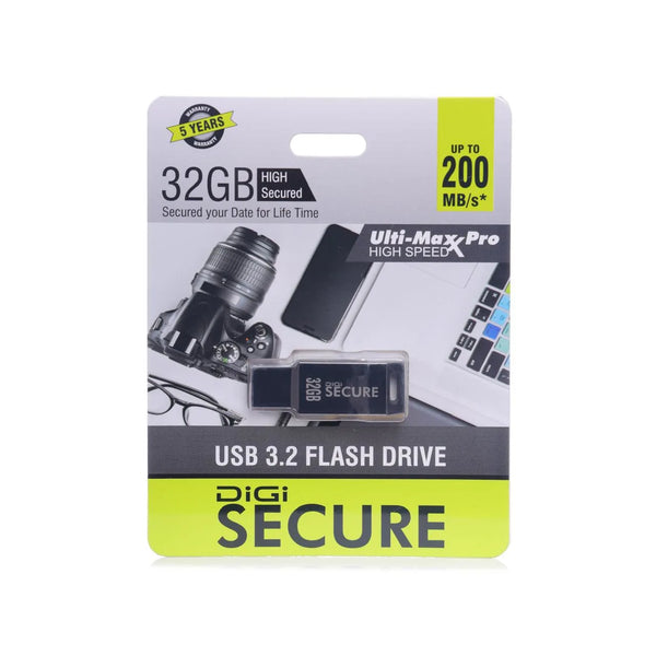 Digi Secure USB 3.2 Flash Drive 32GB – Up to 200MBps High-Speed Pen Drive