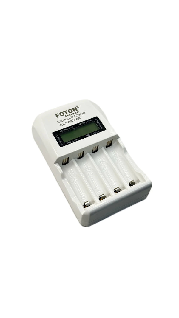 Foton Power Smart LCD Charger – Charges 4 AA/AAA Batteries Independently