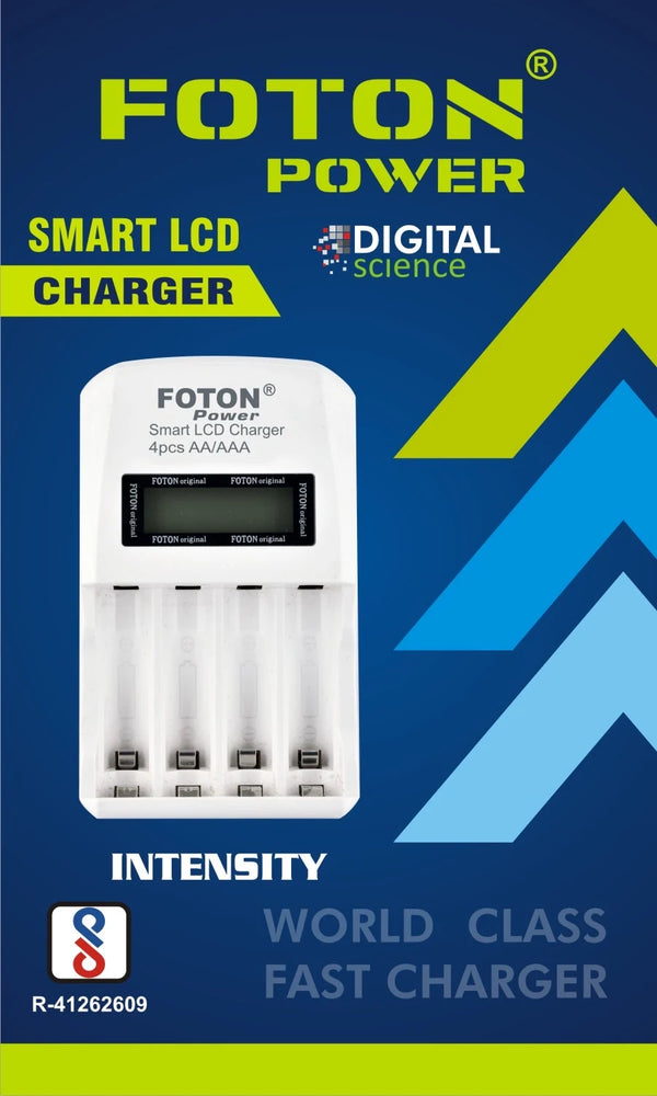 Foton Power Smart LCD Charger – Charges 4 AA/AAA Batteries Independently